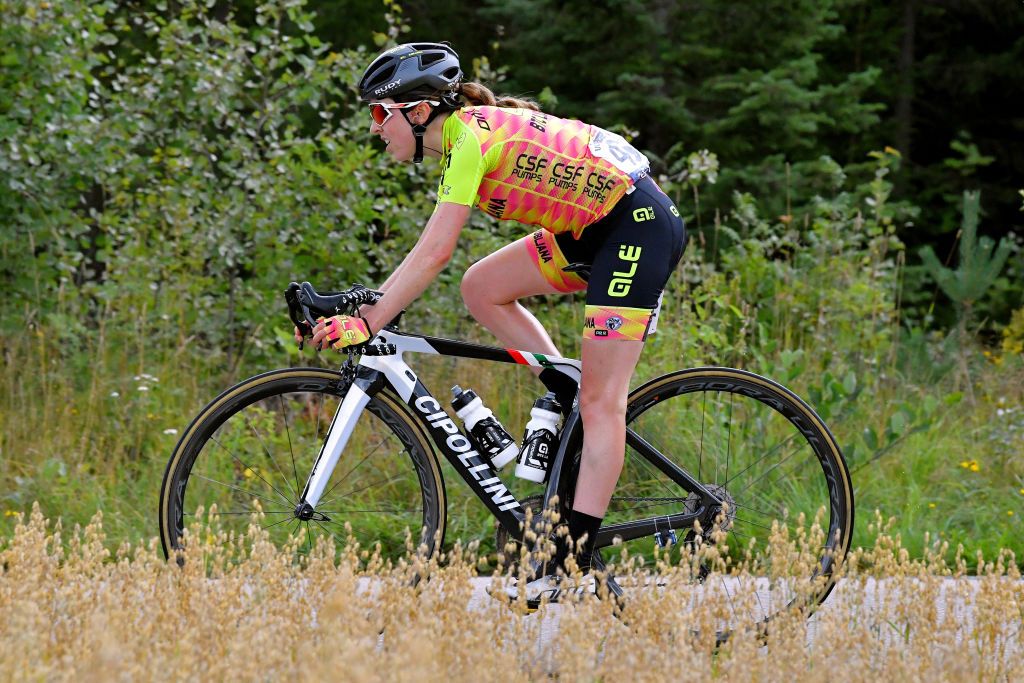 NOREFJELL NORWAY AUGUST 14 Sophie Wright of United Kingdom and Team Ale Btc Ljubljana competes during the 7th Ladies Tour Of Norway 2021 Stage 3 a 145k stage from Drammen to Norefjell 791m LTourOfNorway LTON21 UCIWWT on August 14 2021 in Norefjell Norway Photo by Luc ClaessenGetty Images