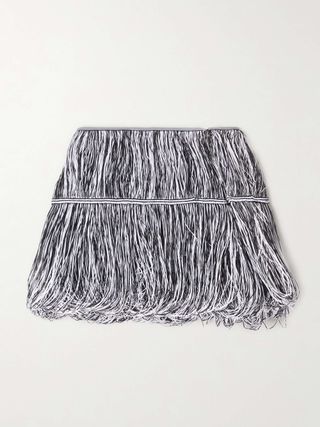 Tiered Fringed Chenille Mini Skirt