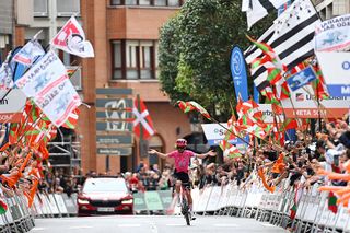 URDUNA SPAIN APRIL 11 Ben Healy of Ireland and Team EF Education EasyPost celebrates at finish line as stage winner during the 64th Itzulia Basque Country 2025 Stage 5 a 1723km stage from Urduna to Urduna UCIWT on April 11 2025 in Urduna Spain Photo by Tim de WaeleGetty Images
