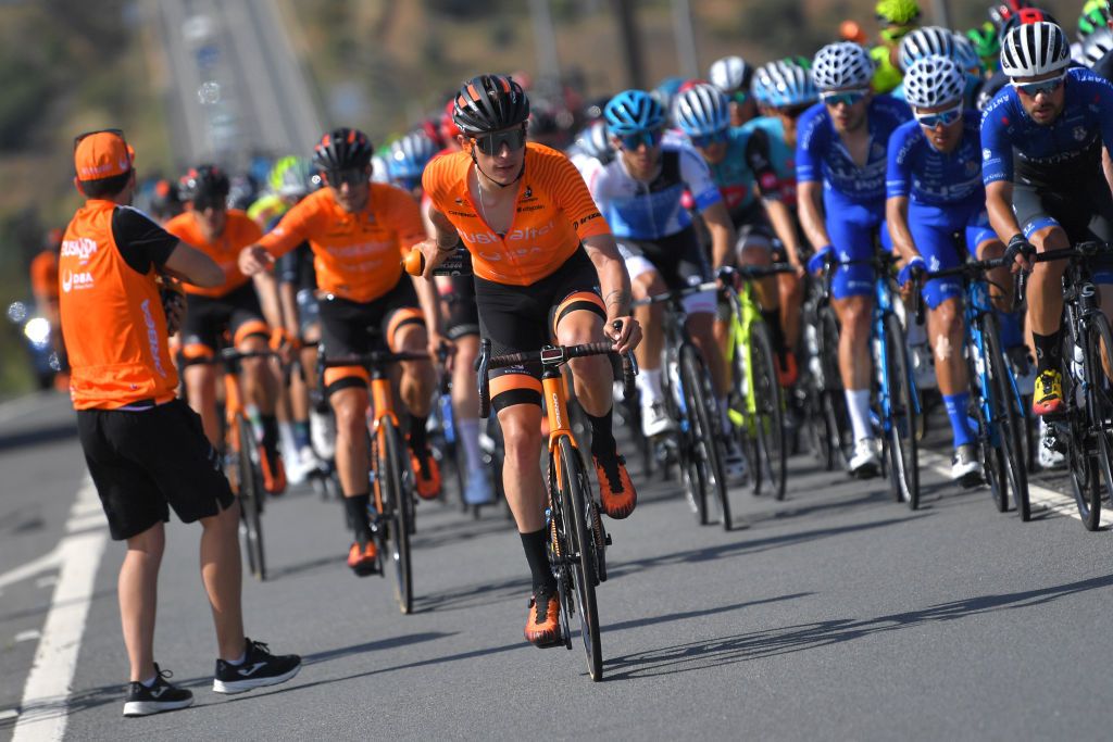 TAVIRA PORTUGAL MAY 07 Kyle Murphy of United States and Team Rally Cyclingduring the 47th Volta Ao Algarve 2021 Stage 3 a 2031km stage from Faro to Tavira Feed Zone VoltAlgarve VAlgarve2021 on May 07 2021 in Tavira Portugal Photo by Luc ClaessenGetty Images
