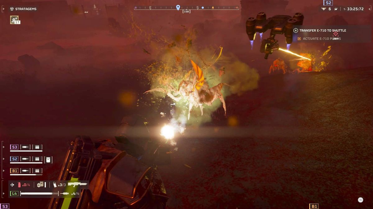 Helldivers 2 Stalwart shooting hunter bug