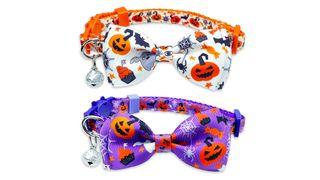 Pohshido 2 Pack Halloween Cat Collar with Movable Bow Tie