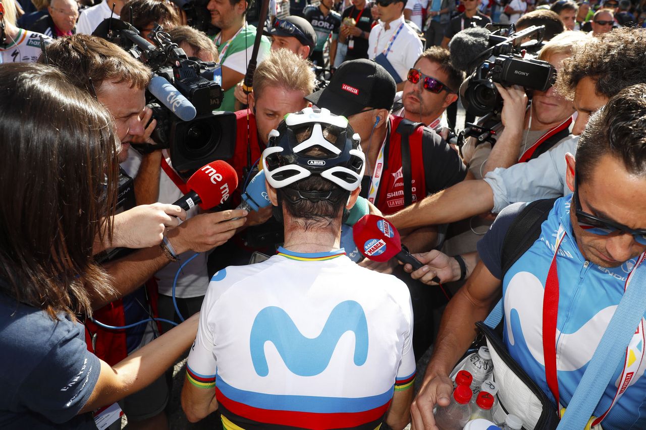 Alejandro Valverde (Movistar) meets the press