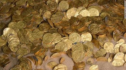 The coins were found in the ancient harbor of Caesarea.