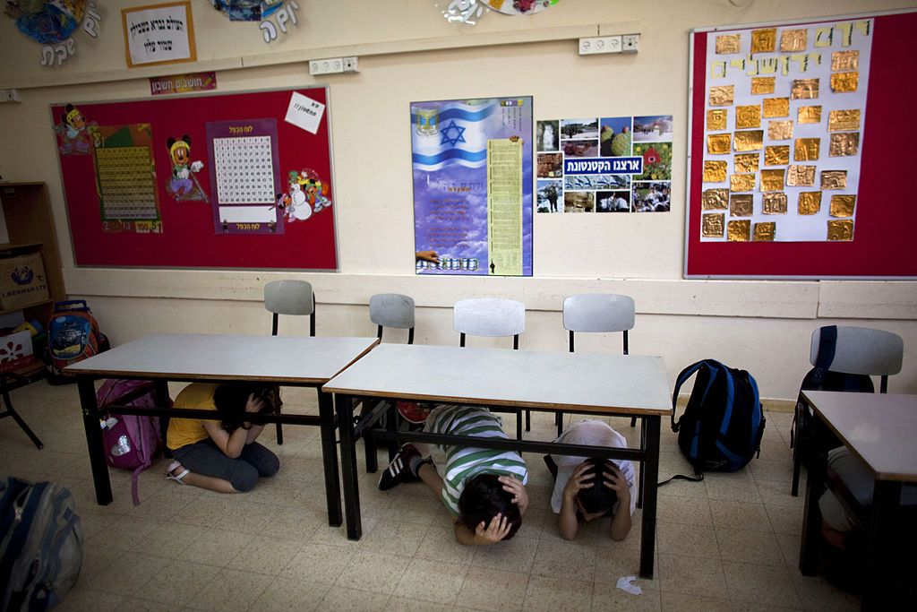 Children sheltering in place.