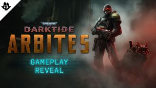 Banner for the gameplay reveal of the Arbites Class in Warhammer 40,000: Darktide.