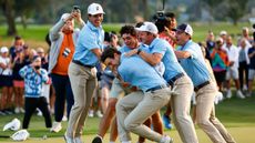 Auburn Tigers celebrates defeating the Florida State Seminoles in the championship match during the Division I Men's Golf Championship