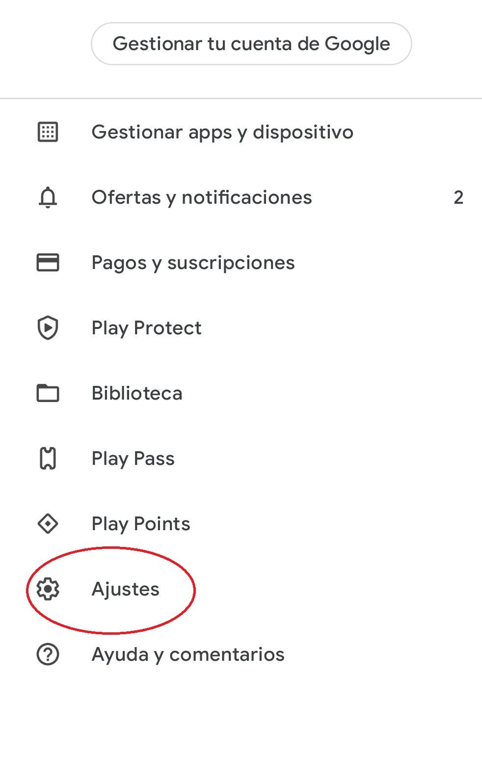 Play store configuraci&oacute;n
