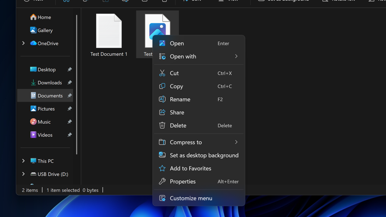 Customizable Context Menu