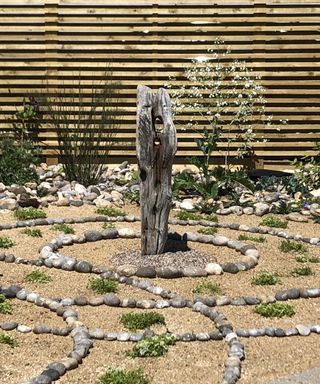 pebbles and gravel laid out in garden design