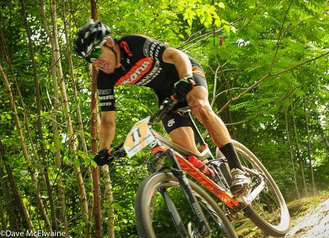 Spencer Paxson (Kona) trying to reel in the young guns off the front