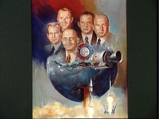 Apollo-Soyuz Test Project symbolic painting by Bert Winthrop of Rockwell.