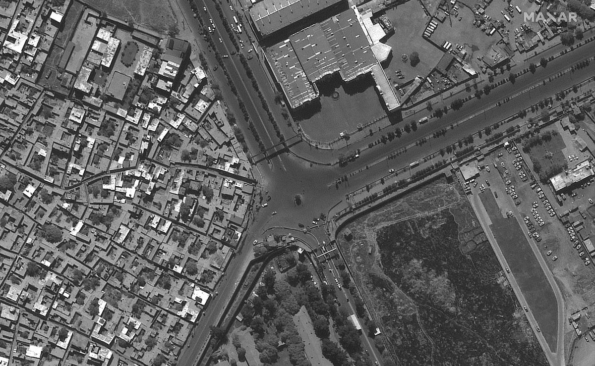 On Aug. 27, 2021, the WorldView-1 satellite captured these views of U.S. evacuation efforts from Afghanistan's Hamid Karzai International Airport in Kabul just days ahead of an Aug. 31 deadline to complete the operation in the wake of the Taliban takeover of the country.