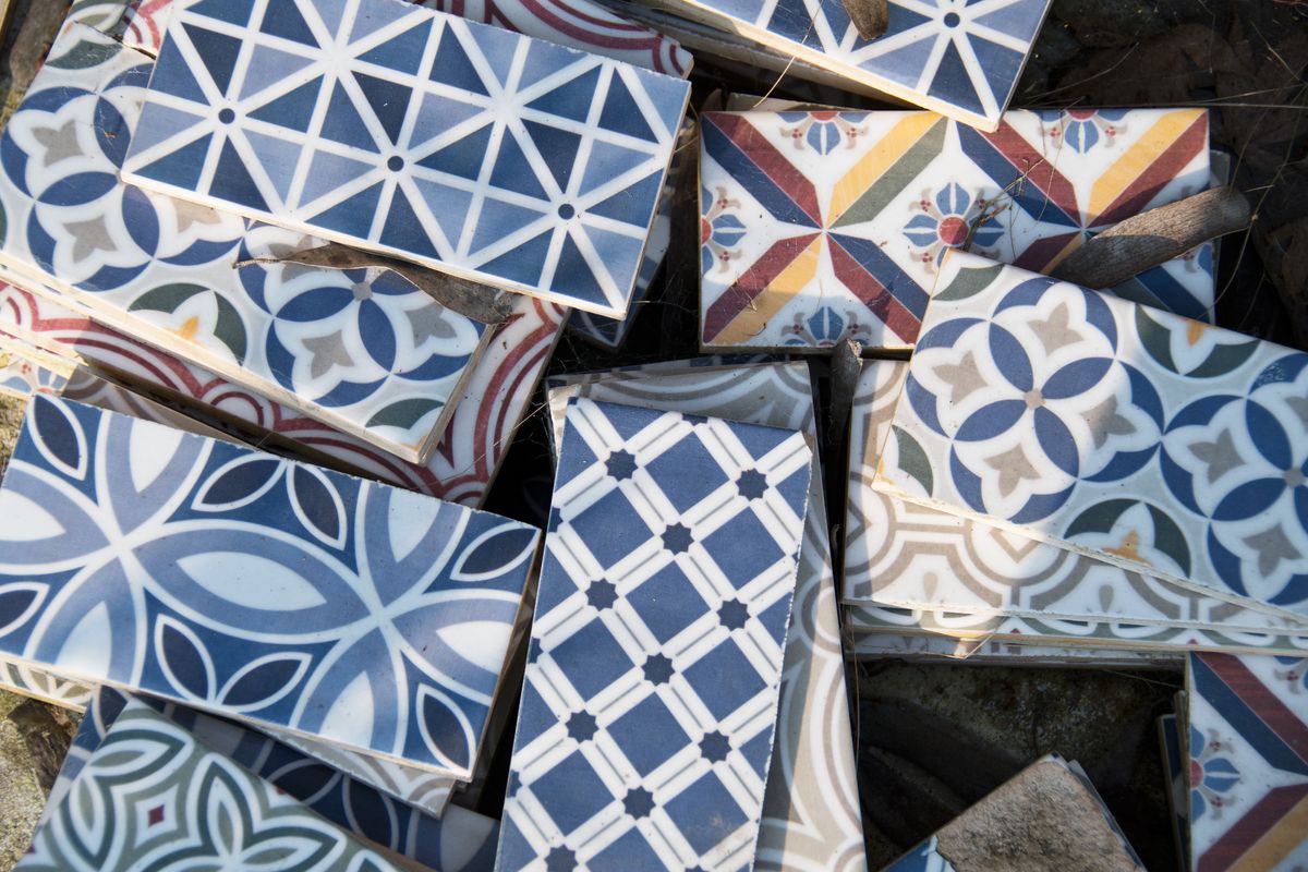 A pile of colourful Moroccan tiles 