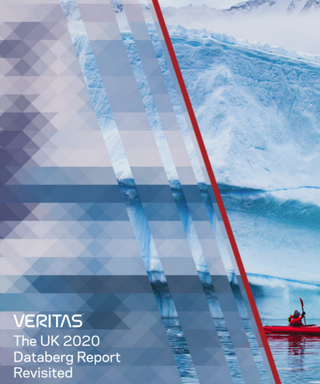 A man rowing a boat in front of an iceberg - The UK 2020 Databerg report - whitepaper from Veritas