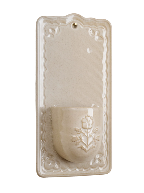 Maddison Debossed Floral Ceramic Wall Pocket