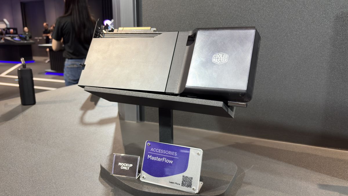 The Cooler Master MasterFlow GPU accessory at its Taiwan HQ.