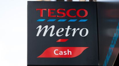 A general view of a Tesco Metro store sign on August 05, 2019 in London, England. The supermarket chain has announced it to cut around 4,500 members of staff, mostly from the 153 'Metro' stores across the UK.