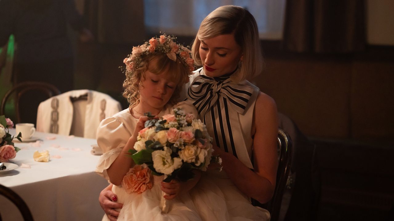 Sophie Turner as Joan Hannington and Mia Millichamp-Long as her daughter Kelly in episode 4 of ITV&#039;s Joan