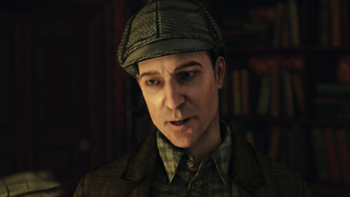 Relaxing PC games — a screenshot of Holmes from Sherlock Homes: Crimes & Punishments, presumably in the midst of a monologue about his deductive analysis.