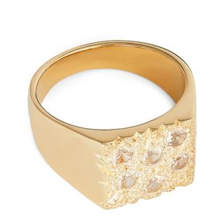 gold signet ring with diamond detail