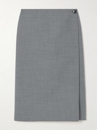 Reversible Wool Midi Wrap Skirt