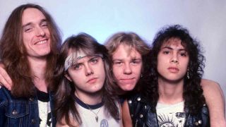 Metallica posing for a photo in 1984