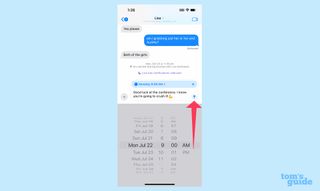 use the wheeled menu to set a send time for a scheduled text