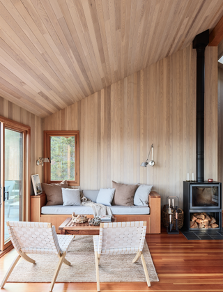 wood-clad coastal living room