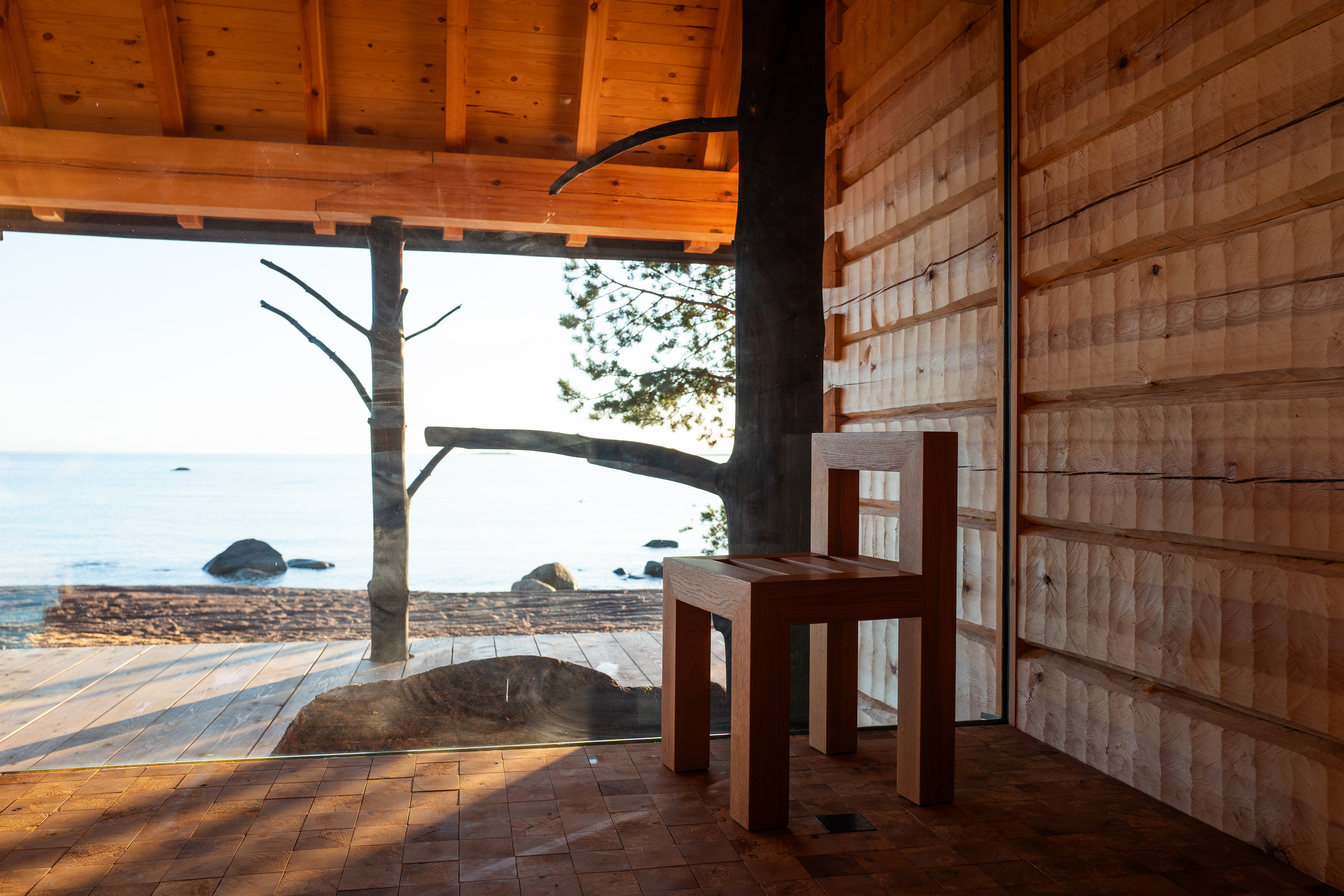 views of timber puusauna