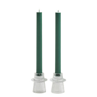 Green Paradise Garden Taper Candle and Holder - Set of 2