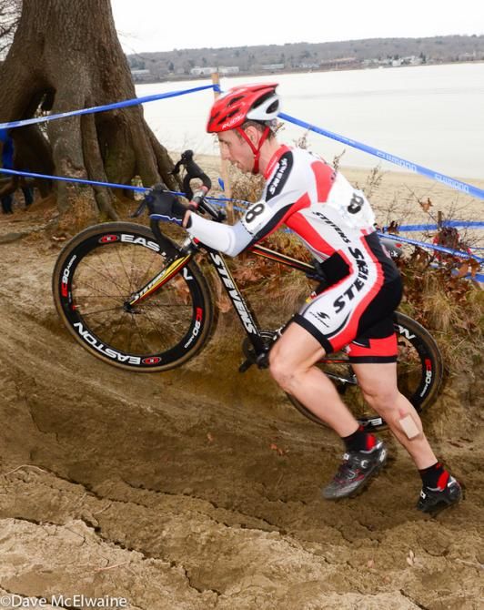 Derrick St. John (Stevens Racing p/b The Cyclery) running uphill in the deep sand