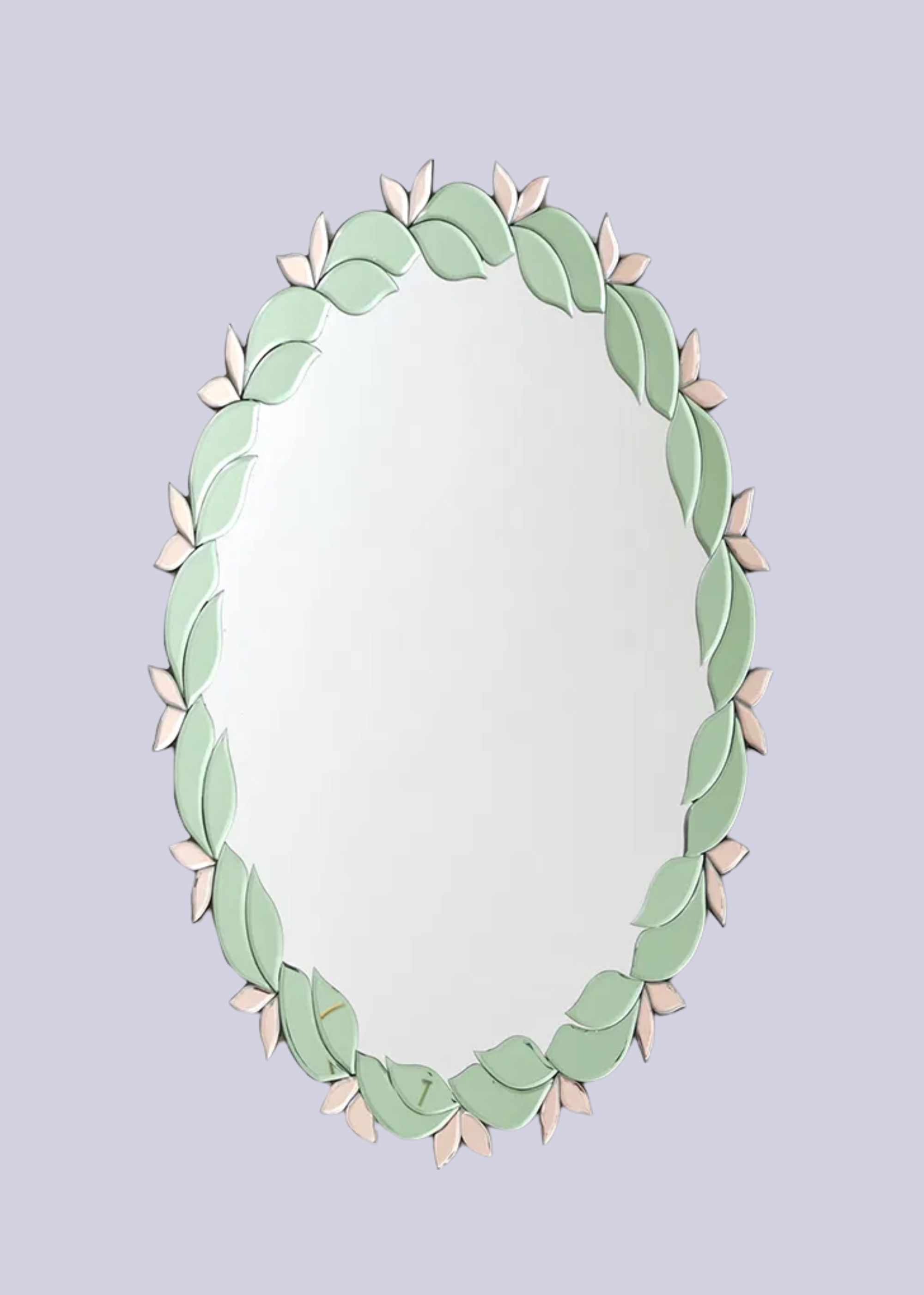 Melody Maison, Pink &amp;amp; Green Oval Floral Art Deco Wall Mirror 