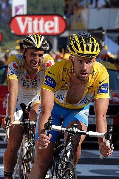Stefan Schumacher's time in yellow ended when he crashed in the final kilometre on Super-Besse.