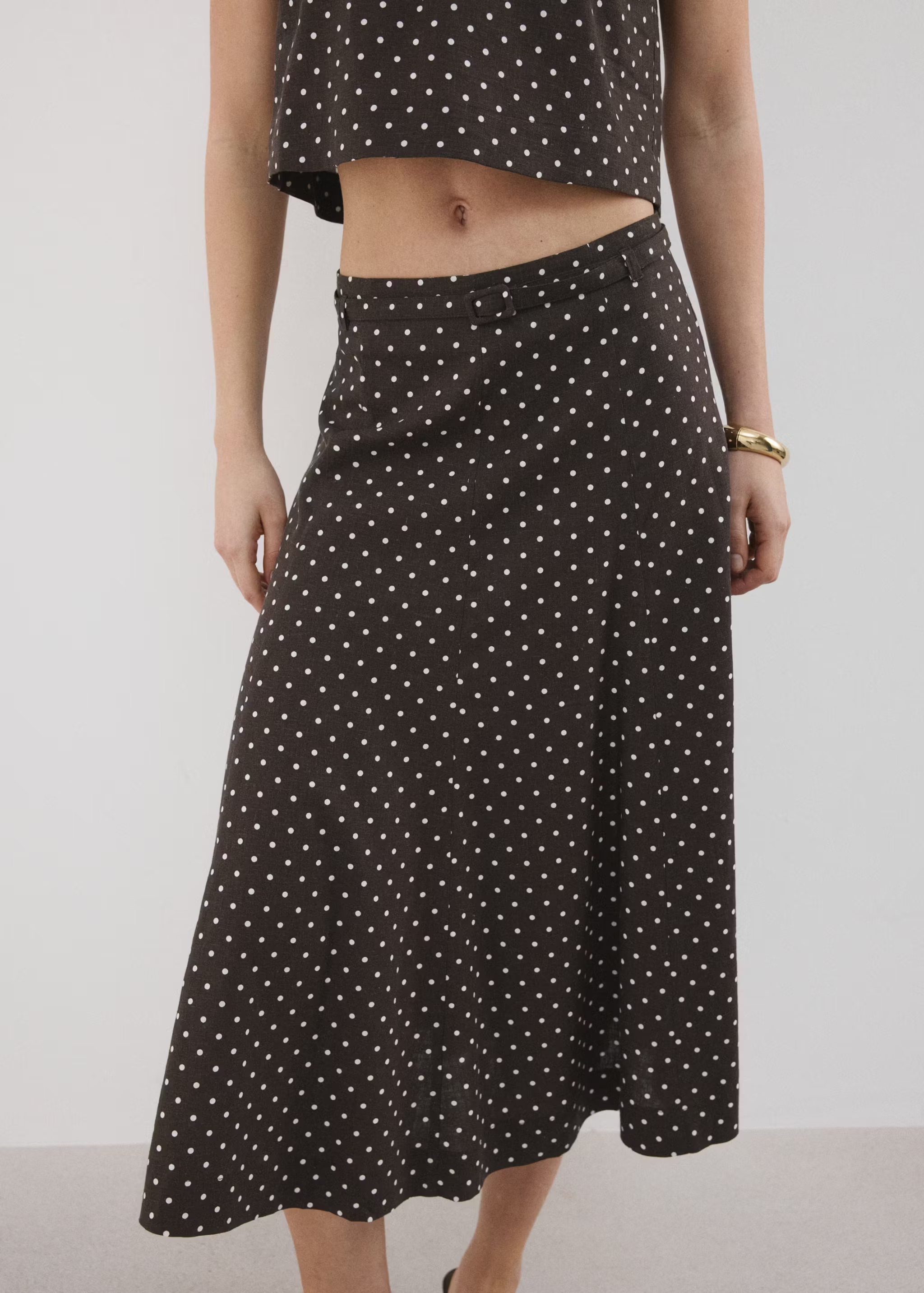 MANGO, Linen Polka Dot Skirt - Women | Mango United Kingdom