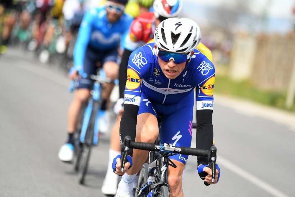 James Knox (Quick-Step Floors) leads the bunch during stage 2 at Volta a Catalunya