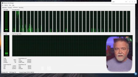 Dave Plummer showing a Windows NT 4.0 Task Manager running on Windows 11.