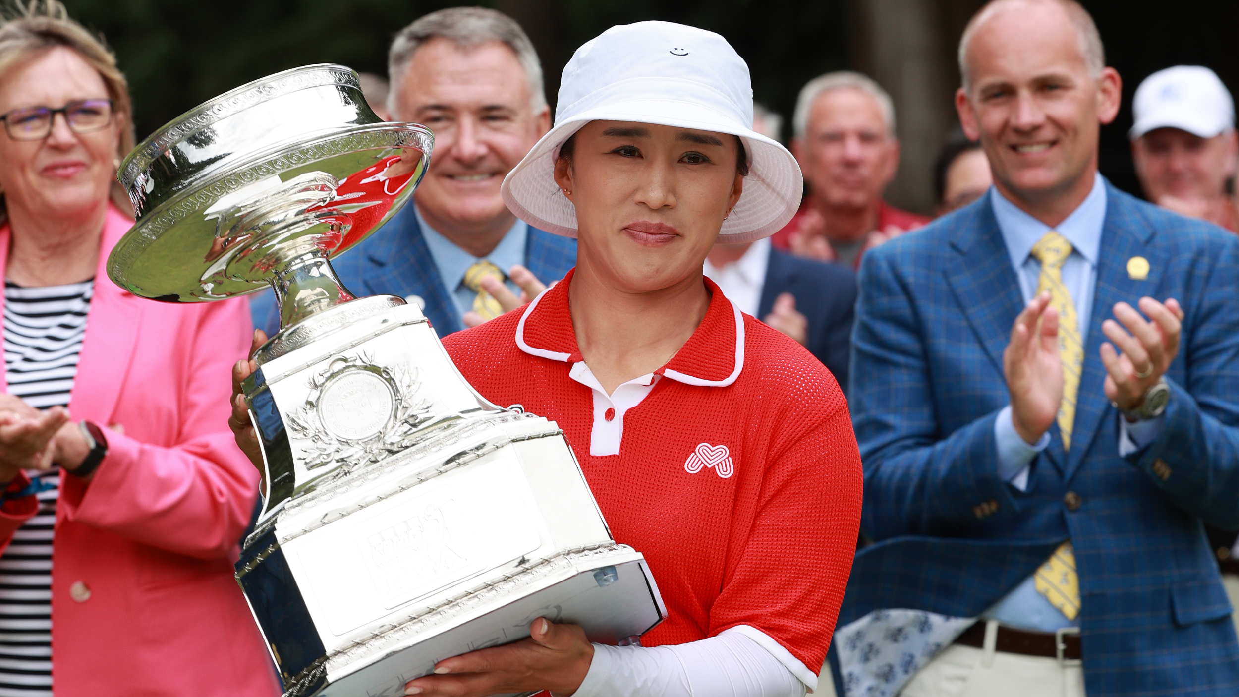 Amy Yang with the KPMG Women's PGA Championship trophy