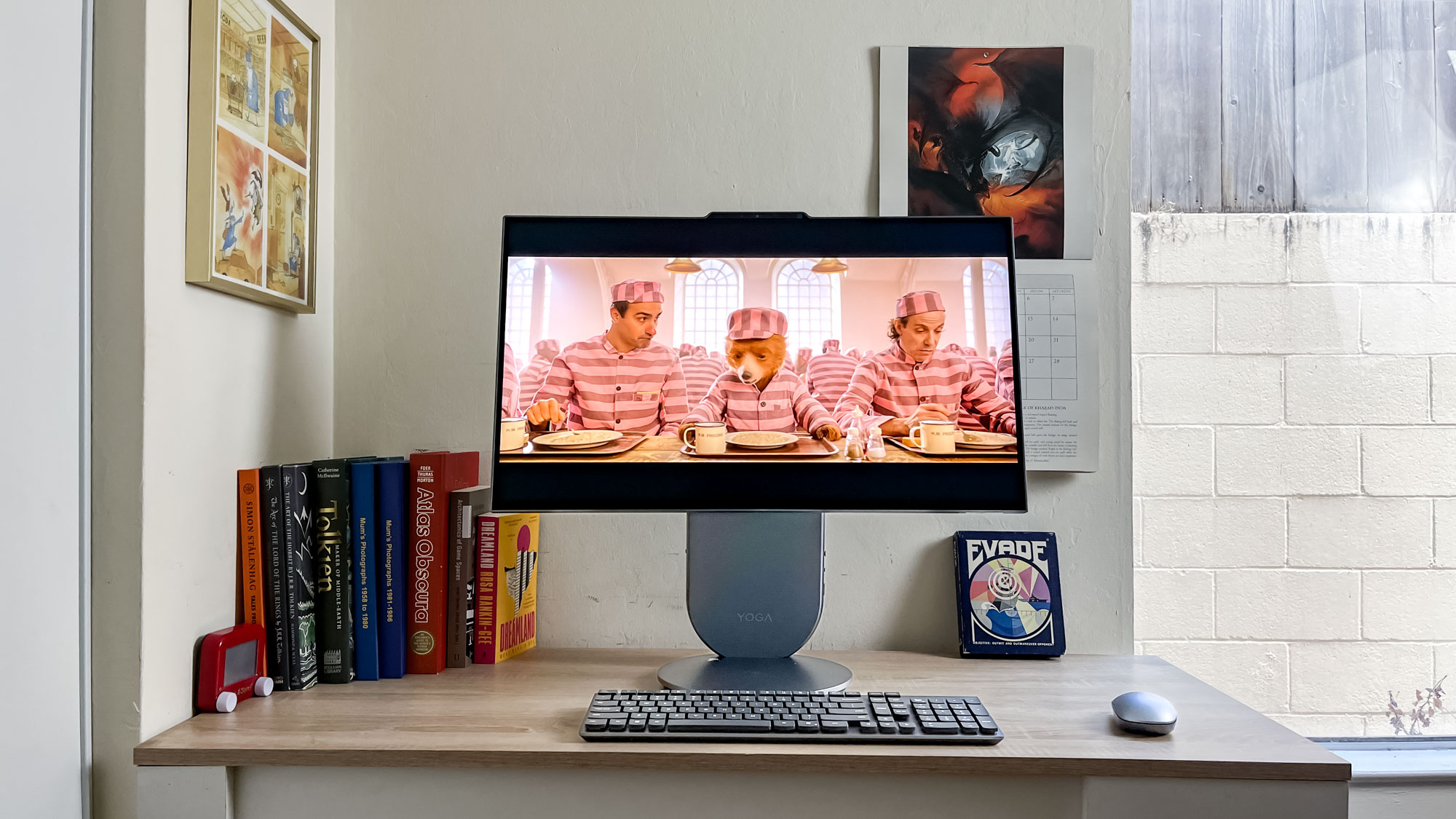 Lenovo Yoga AIO 27 review unit on a desk