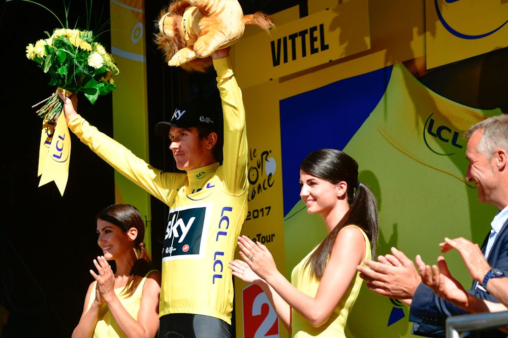 Geraint Thomas in yellow after stage 4 at the Tour de France