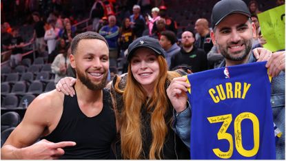 Lindsay Lohan Shines in Chic Athleisure Wear While Hanging Out With Stephen Curry Courtside 