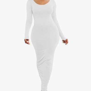 Amazon PRIMODA Women's Turtleneck Long Sleeve Bodycon Maxi Dress 