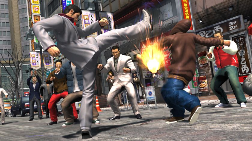 Kiryu kicking someone in the face in Yakuza 3 remastered