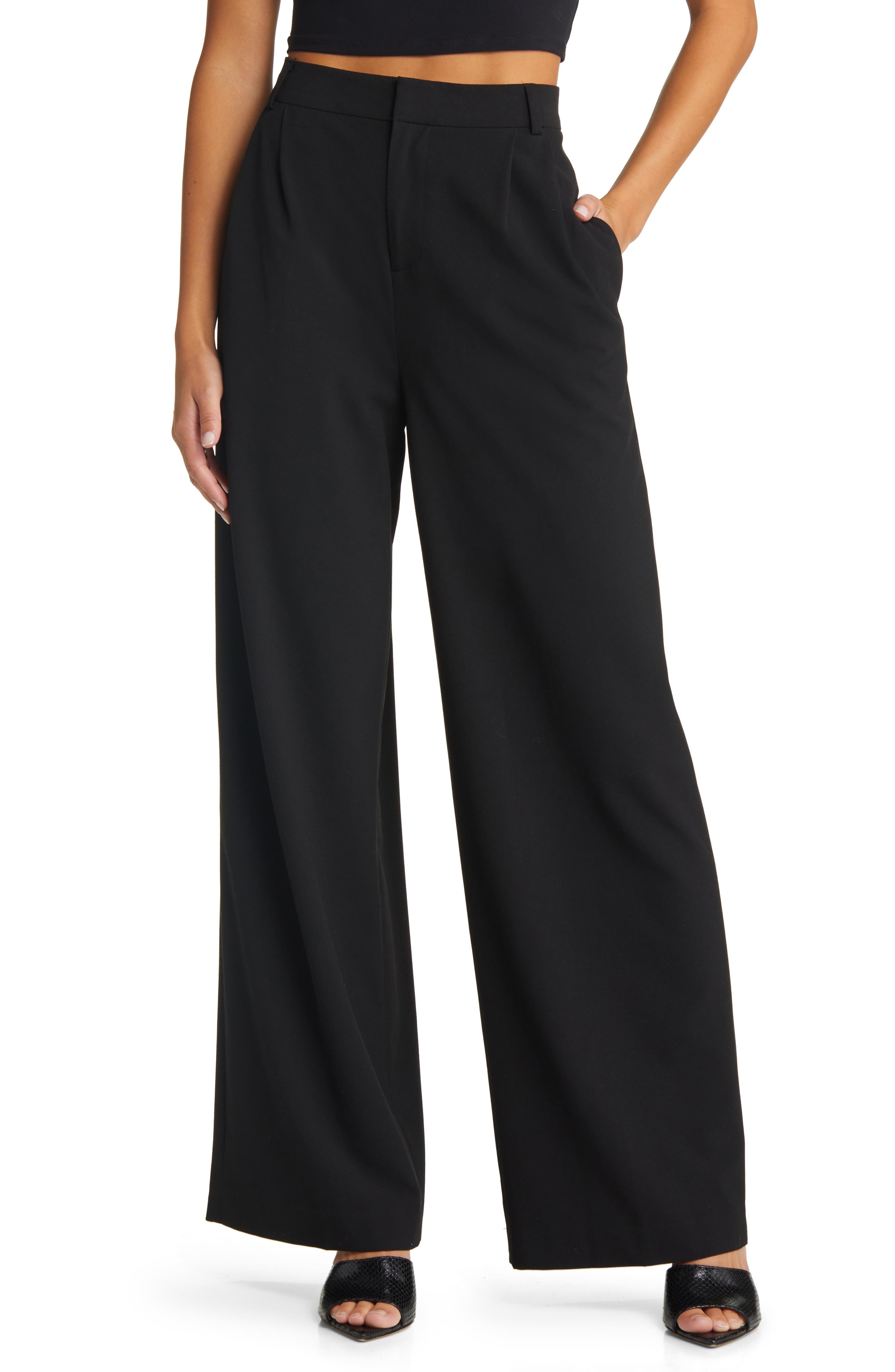 Relaxed Waist Wide Leg Trousers