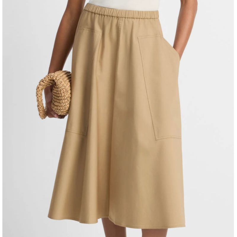 Vince , Stretch Cotton Midi Skirt