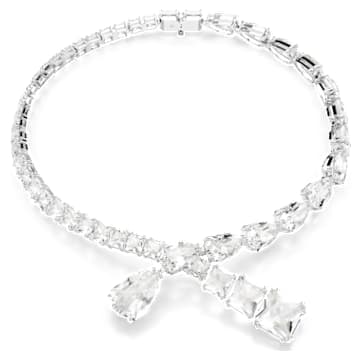 Matrix Necklace, Mixed Cuts, White, Rhodium Plated