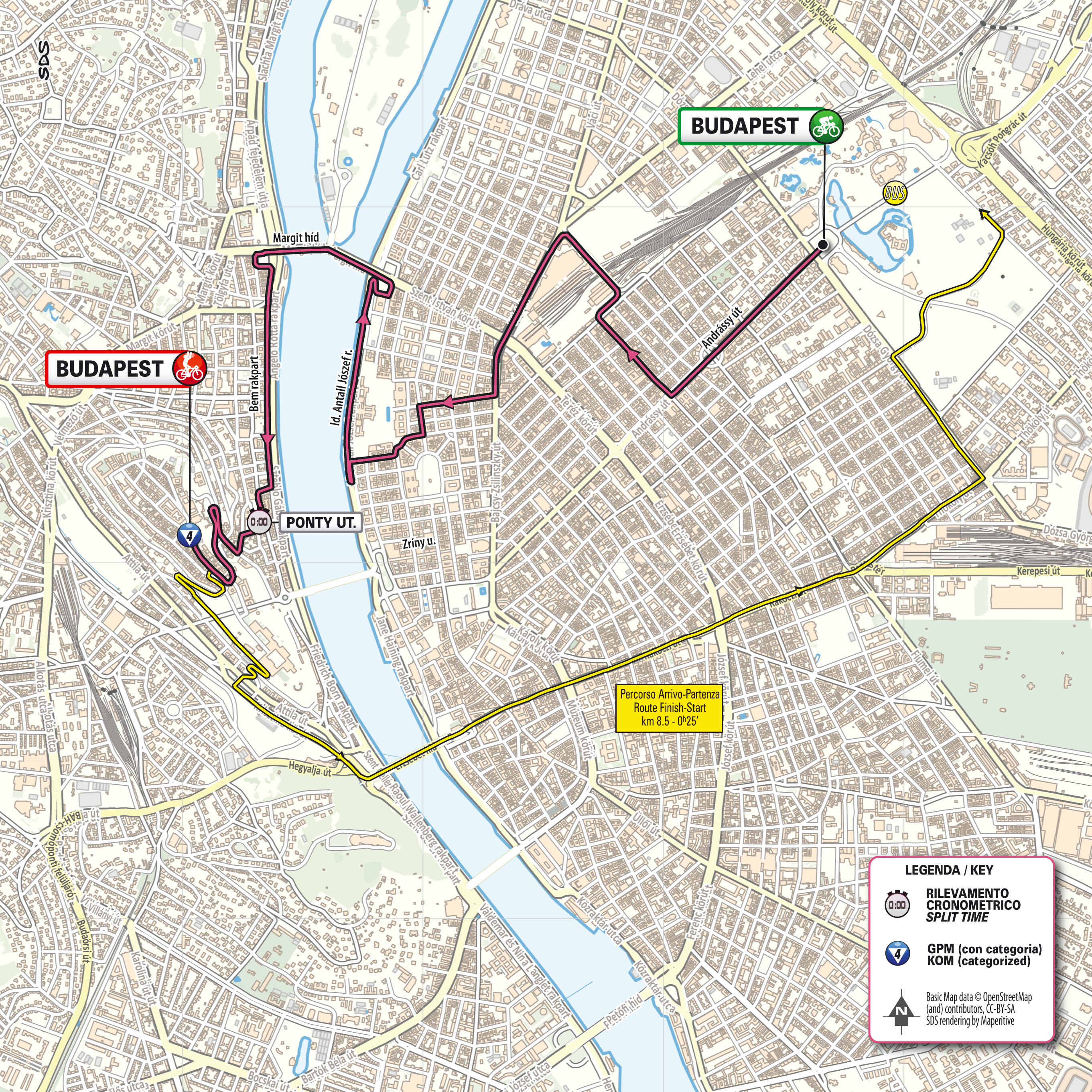 The route map of stage 2 of the 2022 Giro d'Italia