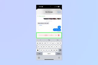 A screenshot showing how to send a voice note on iPhone