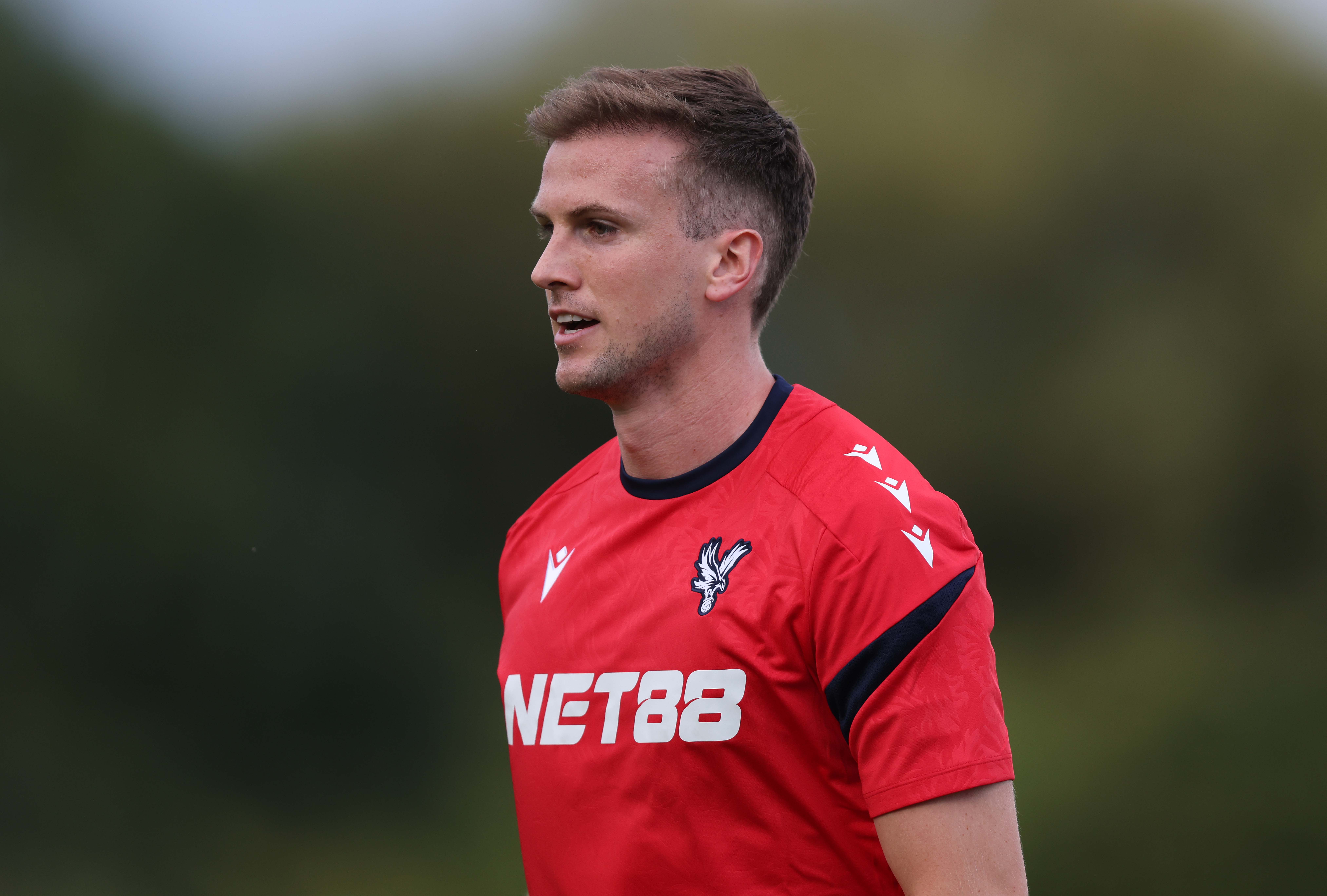 BROMLEY, ENGLAND - JULY 22: Rob Holding of Crystal Palace Warms up ahead of the pre-season friendly match between Bromley and Crystal Palace