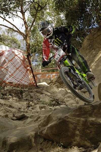 Sam Hill posted the best time in Saturday's seeding runs in the downhill.